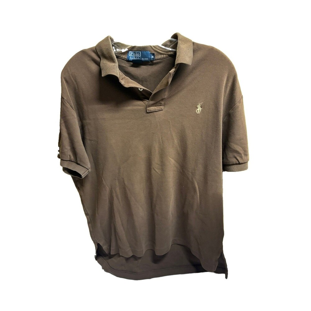 Polo by Ralph Lauren Mens Brown Polo Shirt Size M 100% Cotton Cream Pony Logo